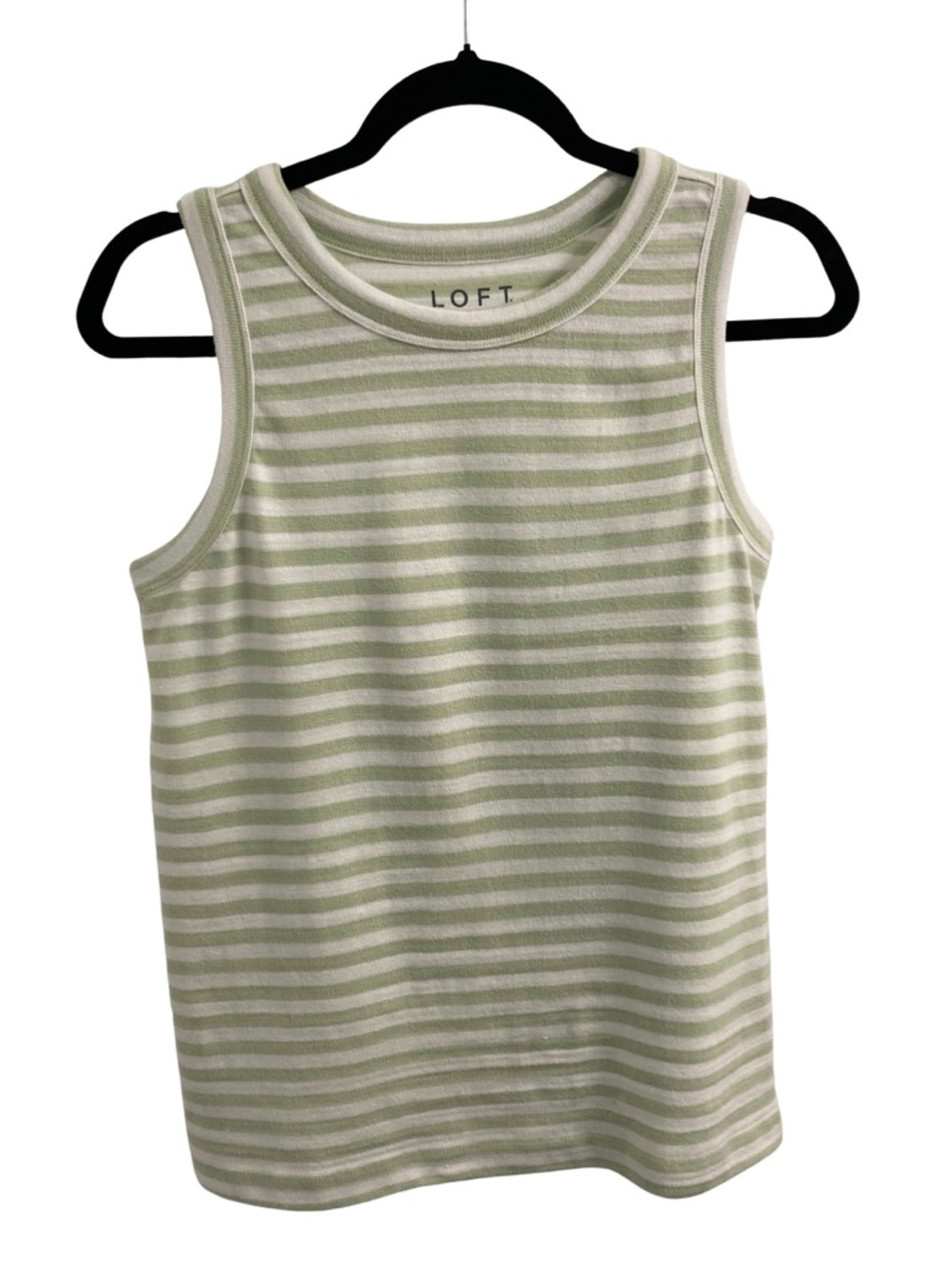 LOFT Striped Lime Green & White Tank Top Size S